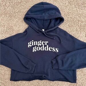 Navy Cropped Ginger Goddess Hoodie
